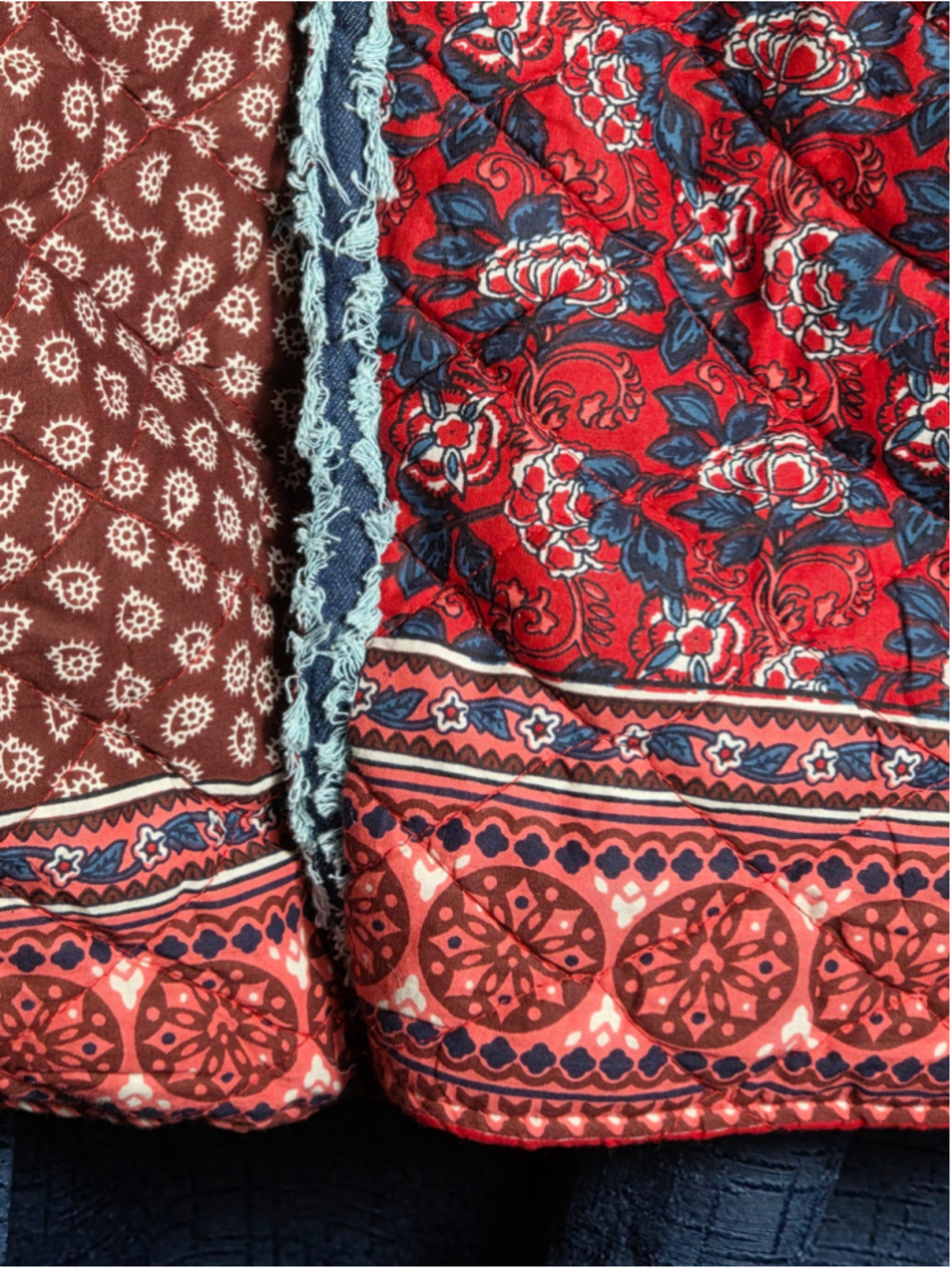 Women's Appleseed's Petite LP Quilted Jacket Red Floral Paisley grandmacore fall - Picture 6 of 8